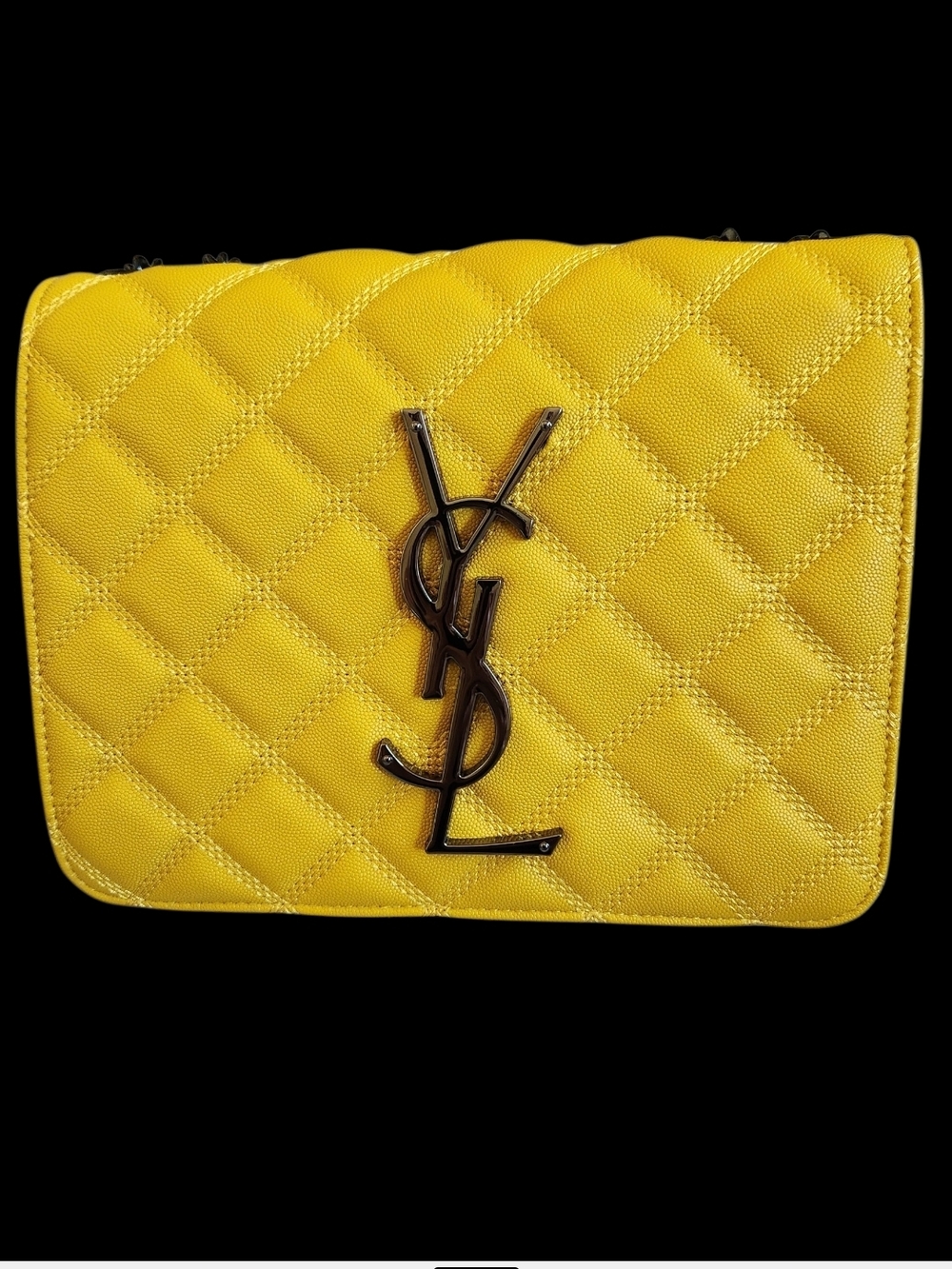 NEW Saint Laurent Quilted Yellow Envelope Crossbody with YSL Logo